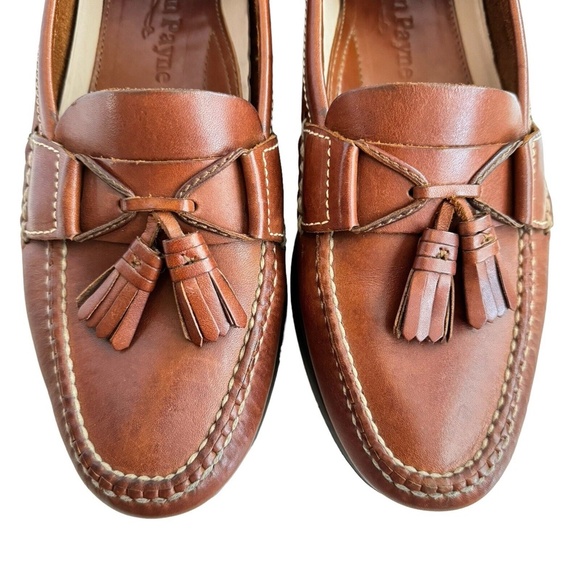 J. ALLAN PAYNE Tan Leather Tassel Loafers Men\'s Size 9 M Casual Shoes Moc Toe